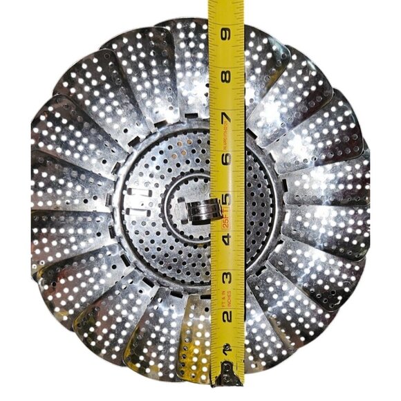 Vintage Colander Steamer Basket Stainless Steel Expandable Collapsible 9" - Picture 3 of 4